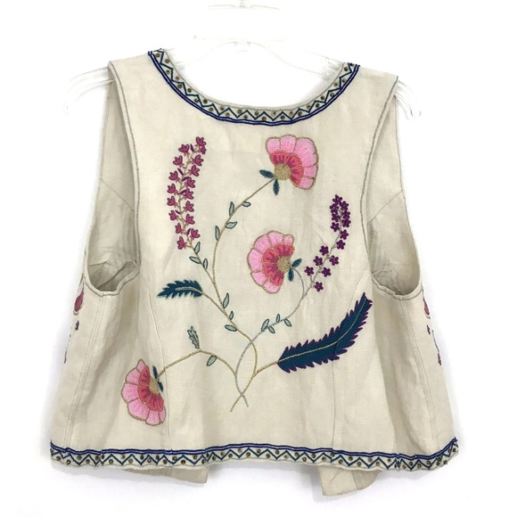 Anthropologie Ett Twa Belle embroidered vest boho - Picture 7 of 8